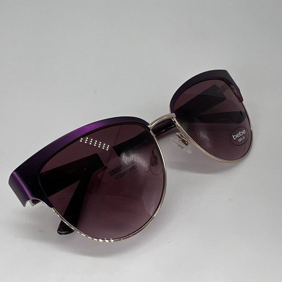 Bebe BB7208 710 Sunglasses Square Cat Eye Metal Gold Purple Berry 55-16-135 $199 main image 7